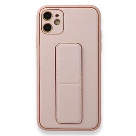 Alan Şanslı iPhone 12 Pembe Coco Deri Standlı Kapak