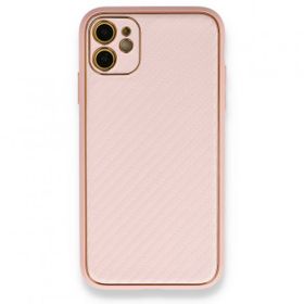 Alan Şanslı iPhone 12 Pembe Coco Karbon Silikon Arka Kapak