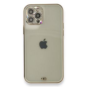 Alan Şanslı iPhone 12 Pro Beyaz Liva Taşlı Silikon Kapak