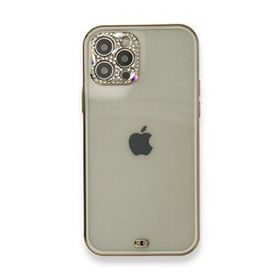 Alan Şanslı iPhone 12 Pro Beyaz Liva Taşlı Silikon Kapak