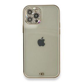 Alan Şanslı iPhone 12 Pro Beyaz Liva Taşlı Silikon Kapak