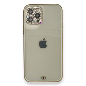 Alan Şanslı iPhone 12 Pro Beyaz Liva Taşlı Silikon Kapak