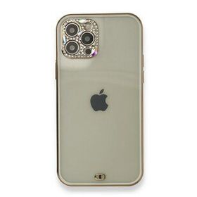 Alan Şanslı iPhone 12 Pro Beyaz Liva Taşlı Silikon Kapak
