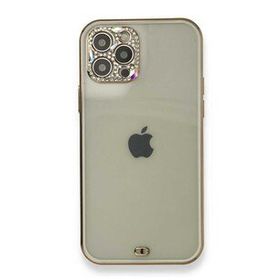 Alan Şanslı iPhone 12 Pro Beyaz Liva Taşlı Silikon Kapak