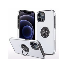 Alan Şanslı iPhone 12 Pro Elit Yüzüklü Kapak Gümüş Kılıf