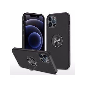 Alan Şanslı iPhone 12 Pro Elit Yüzüklü Kapak Siyah Kılıf