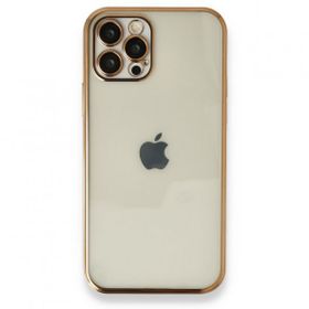Alan Şanslı iPhone 12 Pro Gold Razer Lensli Silikon Kapak