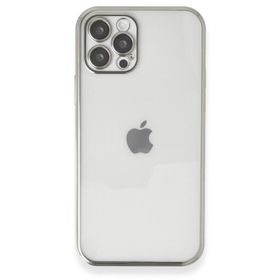 Alan Şanslı iPhone 12 Pro Gümüş Razer Lensli Silikon Kapak