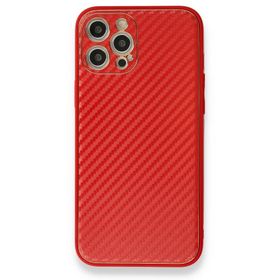 Alan Şanslı iPhone 12 Pro Kırmızı Coco Karbon Silikon Kapak