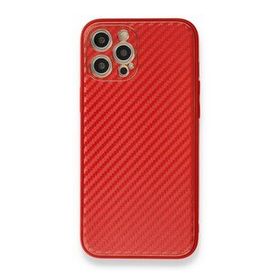 Alan Şanslı iPhone 12 Pro Kırmızı Coco Karbon Silikon Kapak