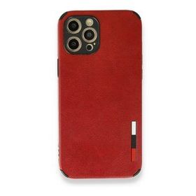 Alan Şanslı iPhone 12 Pro Kırmızı Loop Deri Silikon Kapak