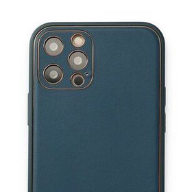 Alan Şanslı iPhone 12 Pro Max Coco Deri Silikon Kapak Mavi Kılıf