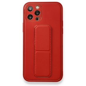 Alan Şanslı iPhone 12 Pro Max Coco Deri Standlı Kapak Kırmızı Kılıf