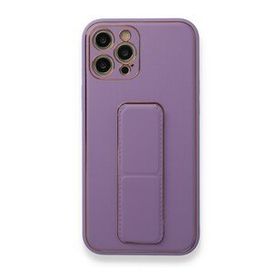 Alan Şanslı iPhone 12 Pro Max Coco Deri Standlı Kapak Lila Kılıf