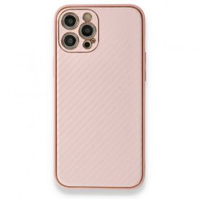 Alan Şanslı iPhone 12 Pro Max Coco Karbon Silikon Pembe Kılıf