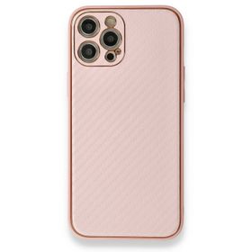 Alan Şanslı iPhone 12 Pro Max Coco Karbon Silikon Pembe Kılıf