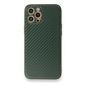 Alan Şanslı iPhone 12 Pro Max Coco Karbon Silikon Yeşil Kılıf