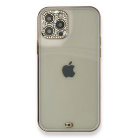 Alan Şanslı iPhone 12 Pro Mor Liva Taşlı Silikon Kapak