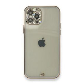Alan Şanslı iPhone 12 Pro Mor Liva Taşlı Silikon Kapak