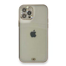 Alan Şanslı iPhone 12 Pro Mor Liva Taşlı Silikon Kapak