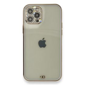 Alan Şanslı iPhone 12 Pro Mor Liva Taşlı Silikon Kapak