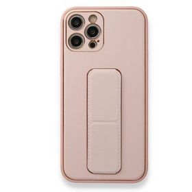 Alan Şanslı iPhone 12 Pro Pembe Coco Deri Standlı Kapak Kılıf