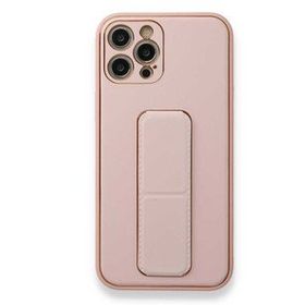 Alan Şanslı iPhone 12 Pro Pembe Coco Deri Standlı Kapak Kılıf