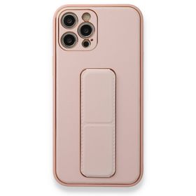 Alan Şanslı iPhone 12 Pro Pembe Coco Deri Standlı Kapak Kılıf
