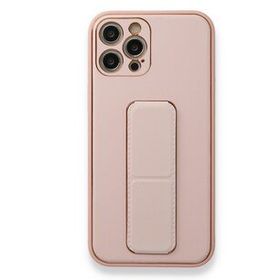 Alan Şanslı iPhone 12 Pro Pembe Coco Deri Standlı Kapak Kılıf