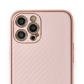 Alan Şanslı iPhone 12 Pro Pembe Coco Karbon Silikon Kapak