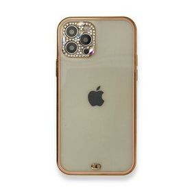 Alan Şanslı iPhone 12 Pro Pembe Liva Taşlı Silikon Kapak