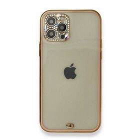 Alan Şanslı iPhone 12 Pro Pembe Liva Taşlı Silikon Kapak