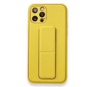 Alan Şanslı iPhone 12 Pro Sarı Coco Deri Standlı Kapak Kılıf