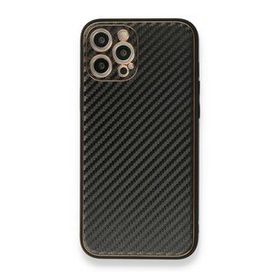 Alan Şanslı iPhone 12 Pro Siyah Coco Karbon Silikon Kapak