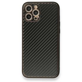 Alan Şanslı iPhone 12 Pro Siyah Coco Karbon Silikon Kapak