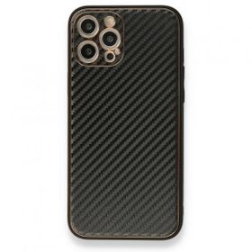 Alan Şanslı iPhone 12 Pro Siyah Coco Karbon Silikon Kapak