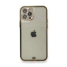 Alan Şanslı iPhone 12 Pro Siyah Liva Taşlı Silikon Kapak
