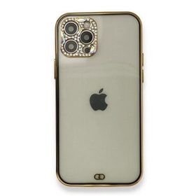 Alan Şanslı iPhone 12 Pro Siyah Liva Taşlı Silikon Kapak