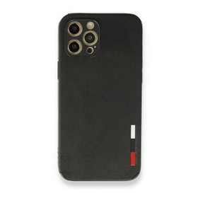 Alan Şanslı iPhone 12 Pro Siyah Loop Deri Silikon Kapak