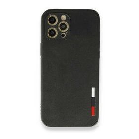 Alan Şanslı iPhone 12 Pro Siyah Loop Deri Silikon Kapak