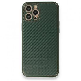Alan Şanslı iPhone 12 Pro Yeşil Coco Karbon Silikon Kapak