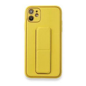 Alan Şanslı iPhone 12 Sarı Coco Deri Standlı Kapak