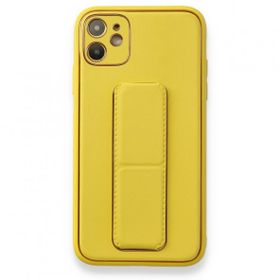 Alan Şanslı iPhone 12 Sarı Coco Deri Standlı Kapak