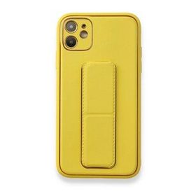Alan Şanslı iPhone 12 Sarı Coco Deri Standlı Kapak