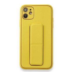 Alan Şanslı iPhone 12 Sarı Coco Deri Standlı Kapak