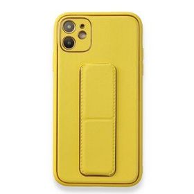 Alan Şanslı iPhone 12 Sarı Coco Deri Standlı Kapak