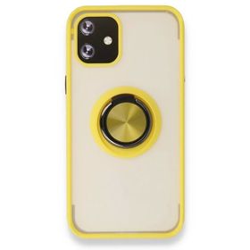 Alan Şanslı Iphone 12 Sarı Mini Montreal Yüzüklü Silikon Kapak Kılıf