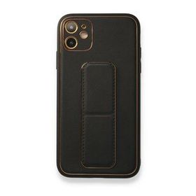 Alan Şanslı iPhone 12 Siyah Coco Deri Standlı Kapak