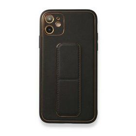 Alan Şanslı iPhone 12 Siyah Coco Deri Standlı Kapak