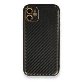 Alan Şanslı iPhone 12 Siyah Coco Karbon Silikon Arka Kapak